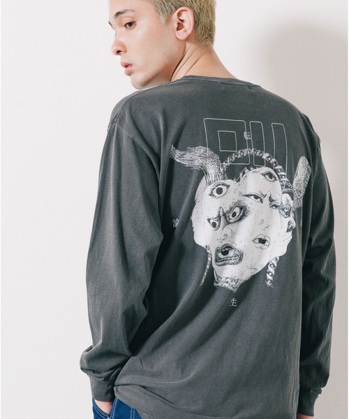 LONELY/論理(ロンリー)の「LONELY(論理)/ロンリー RANPO 長袖Tシャツ ロンT グラフィック バックプリント ロゴ(Tシャツ/カットソー・メンズ・カーキ/ブラック・M/L/XL)」の2枚目の写真