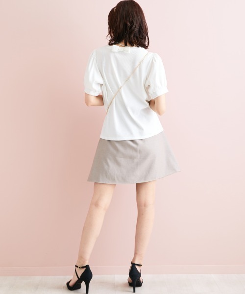 marun（マルン）の「＜大きいサイズ＞ バックリボンパフスリーブカットソー marun（Tシャツ/カットソー・レディース・ブラック/ピンク/オフホワイト・4L/5L/LL/3L/L）」の12枚目の写真
