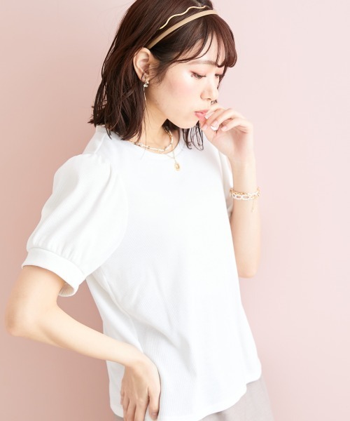 marun（マルン）の「＜大きいサイズ＞ バックリボンパフスリーブカットソー marun（Tシャツ/カットソー・レディース・ブラック/ピンク/オフホワイト・4L/5L/LL/3L/L）」の13枚目の写真