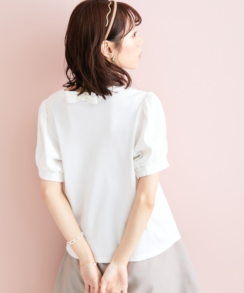 marun（マルン）の「＜大きいサイズ＞ バックリボンパフスリーブカットソー marun（Tシャツ/カットソー・レディース・ブラック/ピンク/オフホワイト・4L/5L/LL/3L/L）」の18枚目の写真