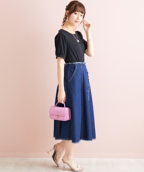 marun（マルン）の「＜大きいサイズ＞ バックリボンパフスリーブカットソー marun（Tシャツ/カットソー・レディース・ブラック/ピンク/オフホワイト・4L/5L/LL/3L/L）」の8枚目の写真