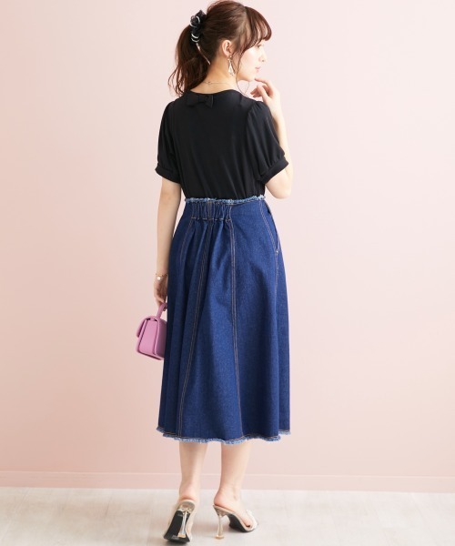 marun（マルン）の「＜大きいサイズ＞ バックリボンパフスリーブカットソー marun（Tシャツ/カットソー・レディース・ブラック/ピンク/オフホワイト・4L/5L/LL/3L/L）」の20枚目の写真