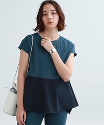 INDIVI | 【洗える！/SETUP可能/UVケア】麻混ドッキングぺプラムブラウス(シャツ/ブラウス)