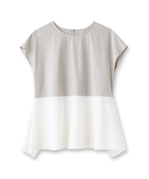 INDIVI（インディヴィ）の「◆【洗える！/SETUP可能/UVケア】麻混ドッキングぺプラムブラウス（シャツ/ブラウス・レディース・ライトグレー系3/ブラック/ホワイト/ブルー系8・13/34/05/15 /38/19）」の6枚目の写真