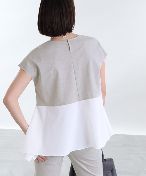 INDIVI（インディヴィ）の「◆【洗える！/SETUP可能/UVケア】麻混ドッキングぺプラムブラウス（シャツ/ブラウス・レディース・ライトグレー系3/ブラック/ホワイト/ブルー系8・13/34/05/15 /38/19）」の16枚目の写真