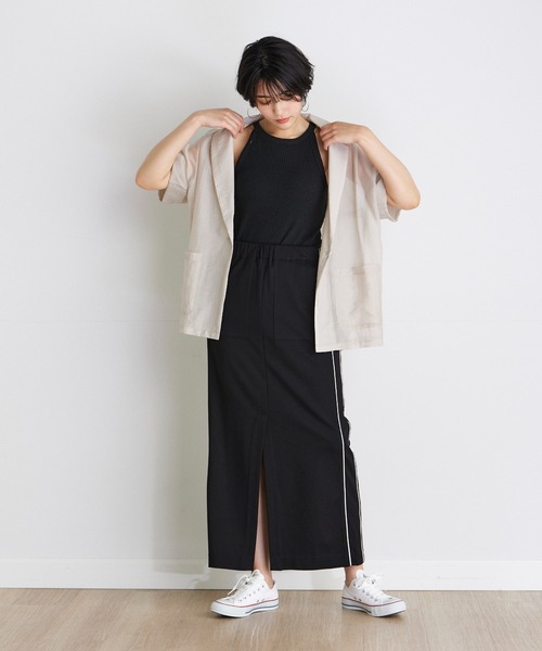 INED CLARO(イネドクラロ)の「Iラインパイピングロングスカート(スカート・レディース・ベージュ/ブラック・フリー)」の10枚目の写真