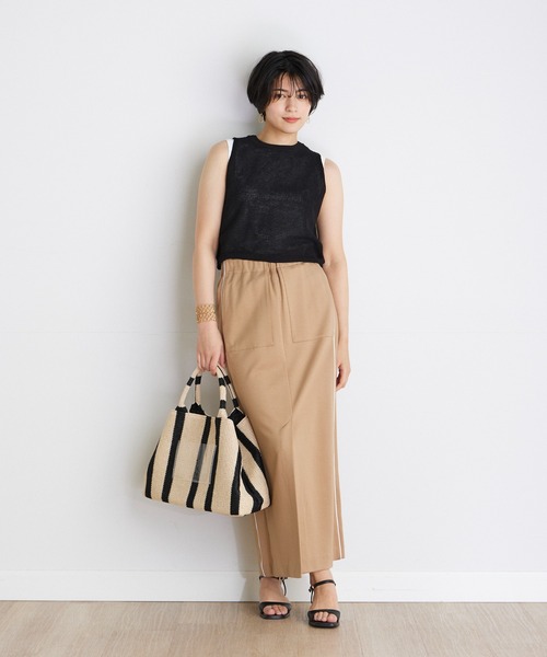 INED CLARO(イネドクラロ)の「Iラインパイピングロングスカート(スカート・レディース・ベージュ/ブラック・フリー)」の17枚目の写真