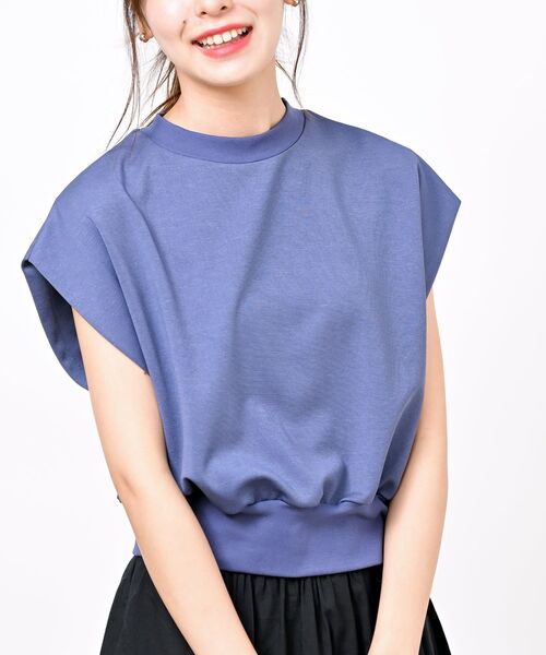 rps（アールピーエス）の「ショート丈ポンチＴ（Tシャツ/カットソー・レディース・グレイッシュベージュ/グリーン系その他/ブルー/オフホワイト/ブラック/モカ・フリー）」の6枚目の写真