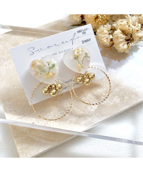 tone(トーン)の「【S.coeuf】【S.coeuf】2way金属アレルギー対応ピアス お花のマットハート×リング(MA)(ピアス(両耳用)・レディース・ピンク/ブルー・FREE)」の10枚目の写真
