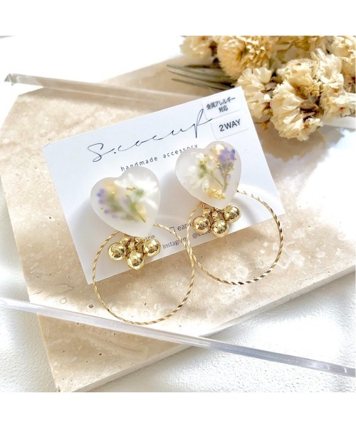 tone(トーン)の「【S.coeuf】【S.coeuf】2way金属アレルギー対応ピアス お花のマットハート×リング(MA)(ピアス(両耳用)・レディース・ピンク/ブルー・FREE)」の5枚目の写真