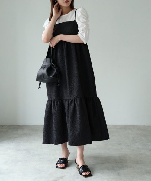 tocco closet(トッコ クローゼット)の「【ZOZO限定】エンボスキャミワンピース(ワンピース・レディース・アイボリー/ブラック・M)」の11枚目の写真