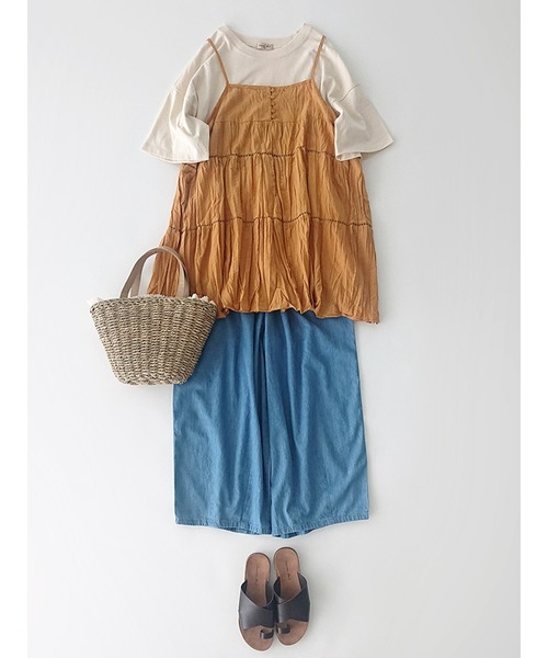 Samansa Mos2（サマンサ モスモス）の「ワッシャーキャミチュニック（チュニック・レディース・マスタード/オフホワイト/ブラック・F）」の4枚目の写真