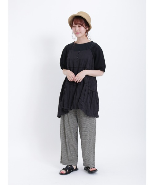 Samansa Mos2（サマンサ モスモス）の「ワッシャーキャミチュニック（チュニック・レディース・マスタード/オフホワイト/ブラック・F）」の8枚目の写真