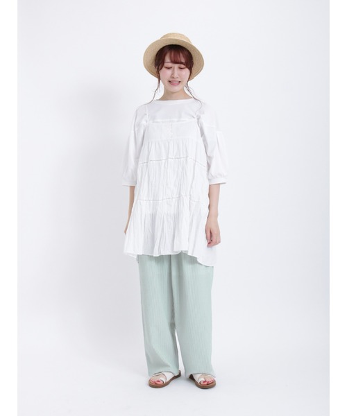 Samansa Mos2（サマンサ モスモス）の「ワッシャーキャミチュニック（チュニック・レディース・マスタード/オフホワイト/ブラック・F）」の10枚目の写真