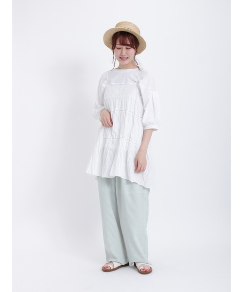 Samansa Mos2（サマンサ モスモス）の「ワッシャーキャミチュニック（チュニック・レディース・マスタード/オフホワイト/ブラック・F）」の11枚目の写真