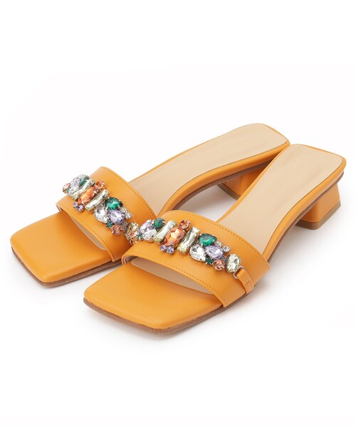 サンダル ビジュー マルチカラー ローヒール 2colors 33/40 サンダル ビジュー マルチカラー ローヒール 2colors 33/40