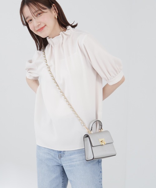 N.（N. Natural Beauty Basic）（エヌエヌナチュラルビューティーベーシック）の「◆ペーパーバック５分袖ブラウス（シャツ/ブラウス・レディース・ライトグリーン/ブラック/オフホワイト/グレー・MEDIUM）」の19枚目の写真