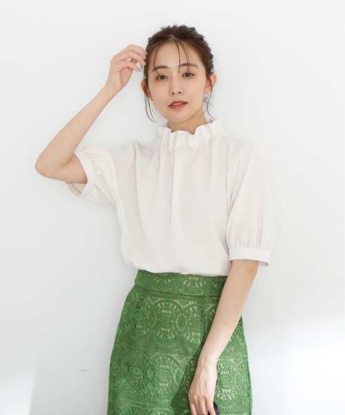 N.（N. Natural Beauty Basic）（エヌエヌナチュラルビューティーベーシック）の「◆ペーパーバック５分袖ブラウス（シャツ/ブラウス・レディース・ライトグリーン/ブラック/オフホワイト/グレー・MEDIUM）」の10枚目の写真