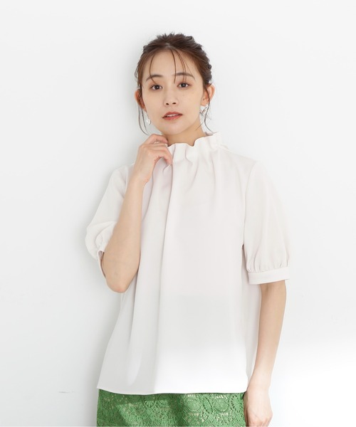 N.（N. Natural Beauty Basic）（エヌエヌナチュラルビューティーベーシック）の「◆ペーパーバック５分袖ブラウス（シャツ/ブラウス・レディース・ライトグリーン/ブラック/オフホワイト/グレー・MEDIUM）」の14枚目の写真