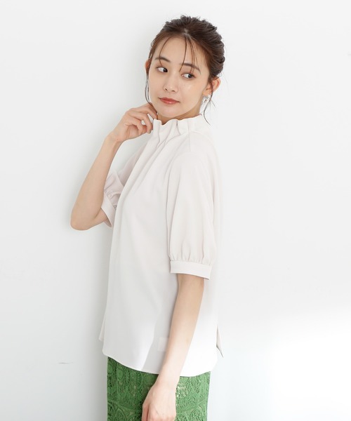 N.（N. Natural Beauty Basic）（エヌエヌナチュラルビューティーベーシック）の「◆ペーパーバック５分袖ブラウス（シャツ/ブラウス・レディース・ライトグリーン/ブラック/オフホワイト/グレー・MEDIUM）」の15枚目の写真