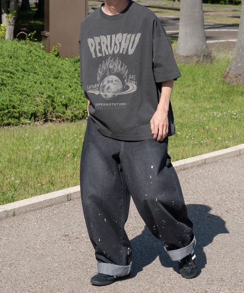 Perushu(ペルーシュ)の「ペイントワイドペインターデニム(デニムパンツ・メンズ・ライトインディゴブルー/ブラック・SMALL/LARGE/MEDIUM)」の17枚目の写真