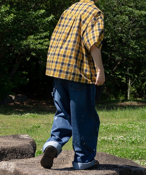 ワイドデニムパンツ ペインティングデニム S/M/L/XL FREE STYLISTS ジーンズ デニム デニムパンツ ヴィンテージ
