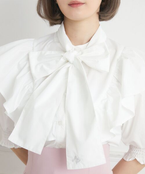 ems excite(エムズエキサイト)の「VフリルボウタイBL(シャツ/ブラウス・レディース・ホワイト/ブルー系その他/ピンク・FREE)」の22枚目の写真