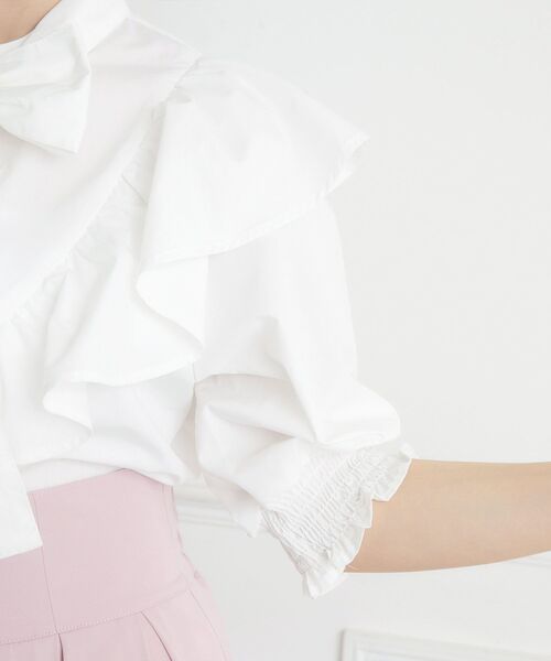 ems excite(エムズエキサイト)の「VフリルボウタイBL(シャツ/ブラウス・レディース・ホワイト/ブルー系その他/ピンク・FREE)」の14枚目の写真