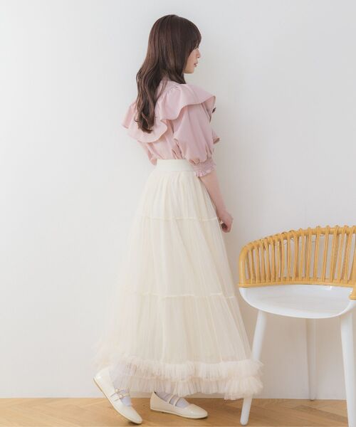 ems excite(エムズエキサイト)の「VフリルボウタイBL(シャツ/ブラウス・レディース・ホワイト/ブルー系その他/ピンク・FREE)」の11枚目の写真