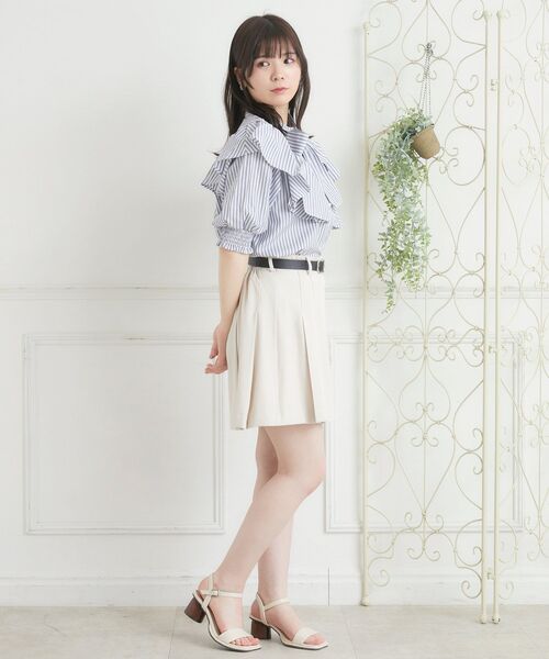 ems excite(エムズエキサイト)の「VフリルボウタイBL(シャツ/ブラウス・レディース・ホワイト/ブルー系その他/ピンク・FREE)」の16枚目の写真