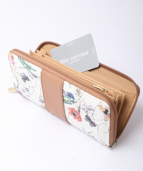 FUNALIVE（ファンアライブ）の「MOAMOA ブルーミング 花柄ロングウォレット ラウンドファスナー 長財布（財布・レディース・ブラウン/パープル/イエロー・FREE）」の4枚目の写真