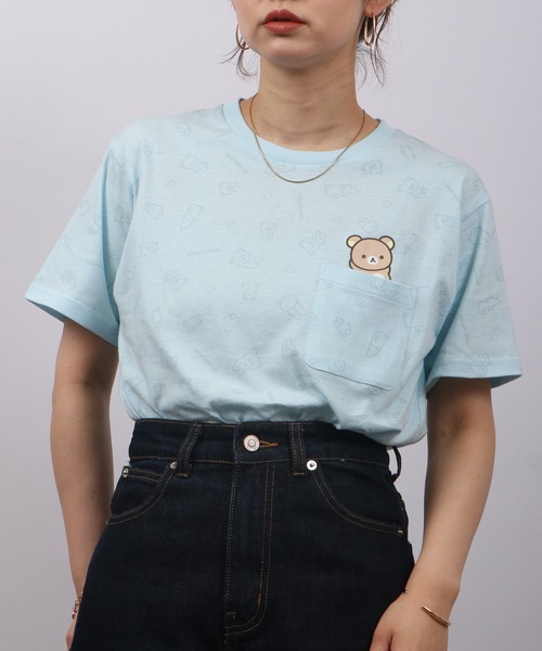 FUNALIVE(ファンアライブ)の「Rilakkuma 天竺 クルーネック 半袖Tシャツ(Tシャツ/カットソー・メンズ・ライトピンク/サックスブルー/ライトブルー/スモークピンク/オフホワイト/ナチュラル/チャコールグレー/ホワイト/ピンク/サックスブルー系/オートミール/ライトパープル/ミント/ホワイト系/ホワイト系1/チャコール・M/L/S)」の13枚目の写真