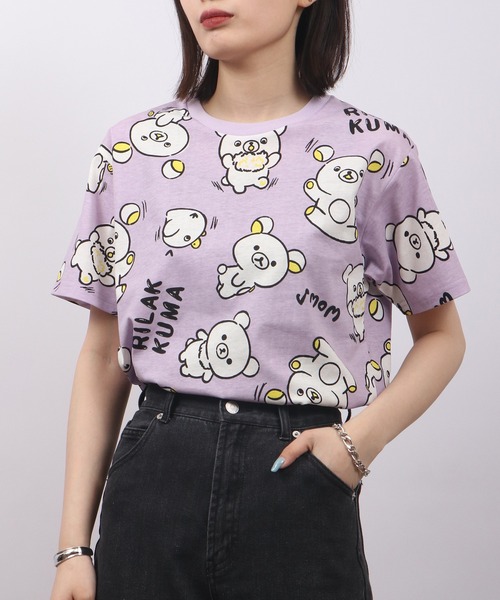 FUNALIVE(ファンアライブ)の「Rilakkuma 天竺 クルーネック 半袖Tシャツ(Tシャツ/カットソー・メンズ・ライトピンク/サックスブルー/ライトブルー/スモークピンク/オフホワイト/ナチュラル/チャコールグレー/ホワイト/ピンク/サックスブルー系/オートミール/ライトパープル/ミント/ホワイト系/ホワイト系1/チャコール・M/L/S)」の14枚目の写真