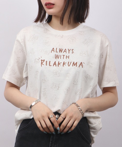 FUNALIVE(ファンアライブ)の「Rilakkuma 天竺 クルーネック 半袖Tシャツ(Tシャツ/カットソー・メンズ・ライトピンク/サックスブルー/ライトブルー/スモークピンク/オフホワイト/ナチュラル/チャコールグレー/ホワイト/ピンク/サックスブルー系/オートミール/ライトパープル/ミント/ホワイト系/ホワイト系1/チャコール・M/L/S)」の3枚目の写真