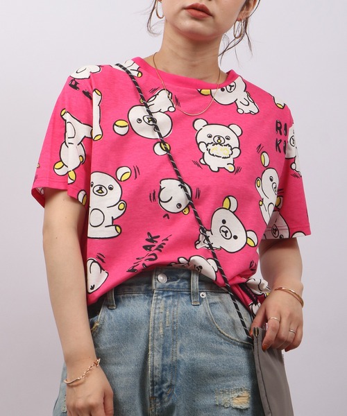 FUNALIVE(ファンアライブ)の「Rilakkuma 天竺 クルーネック 半袖Tシャツ(Tシャツ/カットソー・メンズ・ライトピンク/サックスブルー/ライトブルー/スモークピンク/オフホワイト/ナチュラル/チャコールグレー/ホワイト/ピンク/サックスブルー系/オートミール/ライトパープル/ミント/ホワイト系/ホワイト系1/チャコール・M/L/S)」の16枚目の写真