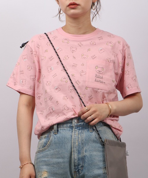 FUNALIVE(ファンアライブ)の「Rilakkuma 天竺 クルーネック 半袖Tシャツ(Tシャツ/カットソー・メンズ・ライトピンク/サックスブルー/ライトブルー/スモークピンク/オフホワイト/ナチュラル/チャコールグレー/ホワイト/ピンク/サックスブルー系/オートミール/ライトパープル/ミント/ホワイト系/ホワイト系1/チャコール・M/L/S)」の15枚目の写真