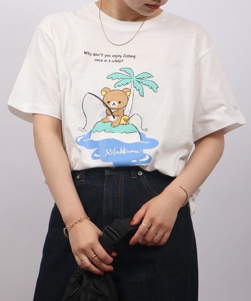 FUNALIVE(ファンアライブ)の「Rilakkuma 天竺 クルーネック 半袖Tシャツ(Tシャツ/カットソー・メンズ・ライトピンク/サックスブルー/ライトブルー/スモークピンク/オフホワイト/ナチュラル/チャコールグレー/ホワイト/ピンク/サックスブルー系/オートミール/ライトパープル/ミント/ホワイト系/ホワイト系1/チャコール・M/L/S)」の17枚目の写真