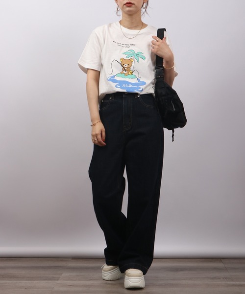 FUNALIVE(ファンアライブ)の「Rilakkuma 天竺 クルーネック 半袖Tシャツ(Tシャツ/カットソー・メンズ・ライトピンク/サックスブルー/ライトブルー/スモークピンク/オフホワイト/ナチュラル/チャコールグレー/ホワイト/ピンク/サックスブルー系/オートミール/ライトパープル/ミント/ホワイト系/ホワイト系1/チャコール・M/L/S)」の20枚目の写真