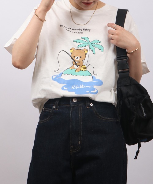 FUNALIVE(ファンアライブ)の「Rilakkuma 天竺 クルーネック 半袖Tシャツ(Tシャツ/カットソー・メンズ・ライトピンク/サックスブルー/ライトブルー/スモークピンク/オフホワイト/ナチュラル/チャコールグレー/ホワイト/ピンク/サックスブルー系/オートミール/ライトパープル/ミント/ホワイト系/ホワイト系1/チャコール・M/L/S)」の19枚目の写真