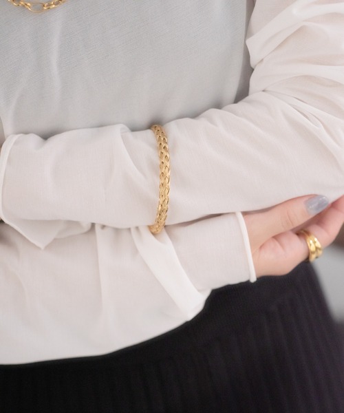 ear PAPILLONNER（イアパピヨネ）の「《金属アレルギー対応》ステンレス編込みバングル（バングル/リストバンド・レディース・シルバー/ゴールド・FREE）」の9枚目の写真