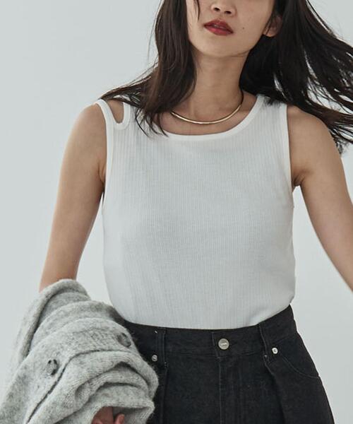 coen（コーエン）の「ショルダーデザインタンクトップ（タンクトップ・レディース・ブラック/ホワイト/ブラウン・M/L）」の4枚目の写真