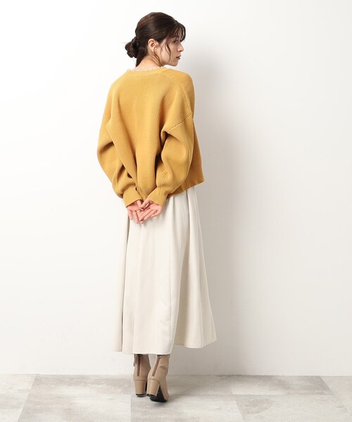 DRESKIP（ドレスキップ）の「◆フェイクパ－ル使い畦編みニットカーディガン（カーディガン/ボレロ・レディース・ブルー/レモンイエロー/ライトグレー/サンドベージュ/ブラック・02/03/04）」の14枚目の写真