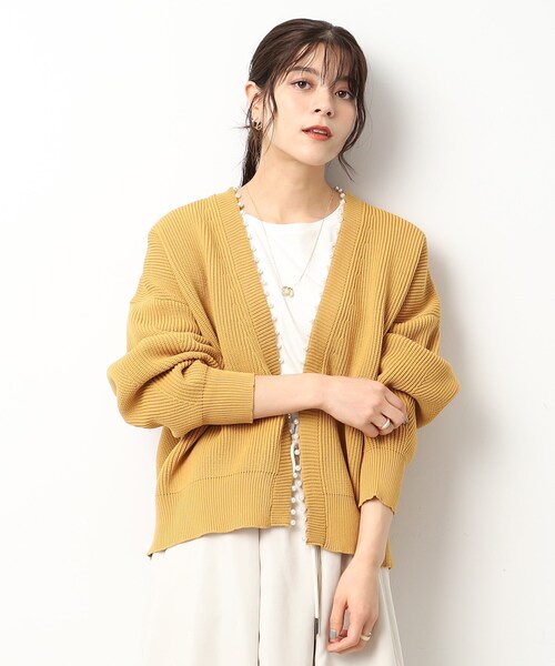 DRESKIP（ドレスキップ）の「◆フェイクパ－ル使い畦編みニットカーディガン（カーディガン/ボレロ・レディース・ブルー/レモンイエロー/ライトグレー/サンドベージュ/ブラック・02/03/04）」の15枚目の写真