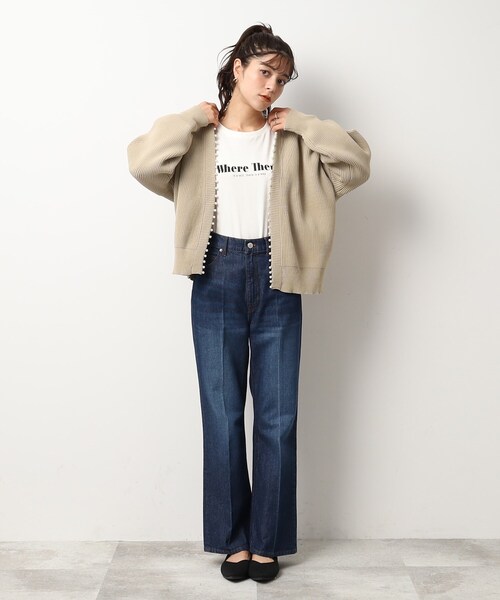 DRESKIP（ドレスキップ）の「◆フェイクパ－ル使い畦編みニットカーディガン（カーディガン/ボレロ・レディース・ブルー/レモンイエロー/ライトグレー/サンドベージュ/ブラック・02/03/04）」の18枚目の写真