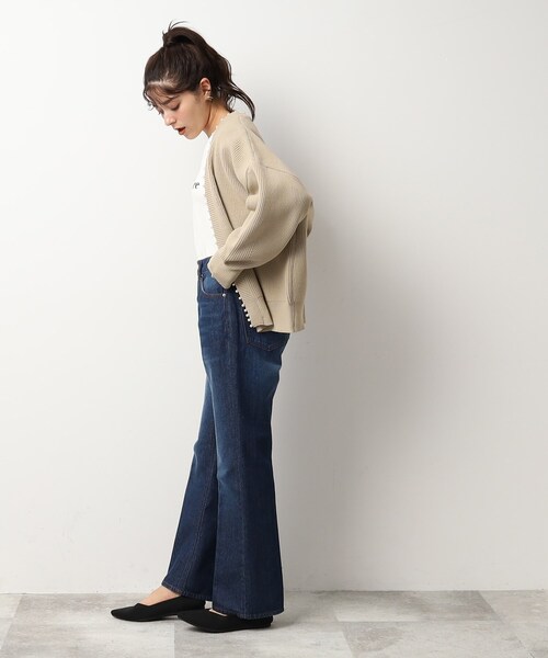 DRESKIP（ドレスキップ）の「◆フェイクパ－ル使い畦編みニットカーディガン（カーディガン/ボレロ・レディース・ブルー/レモンイエロー/ライトグレー/サンドベージュ/ブラック・02/03/04）」の19枚目の写真