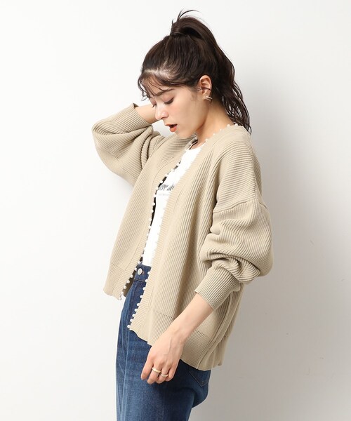 DRESKIP（ドレスキップ）の「◆フェイクパ－ル使い畦編みニットカーディガン（カーディガン/ボレロ・レディース・ブルー/レモンイエロー/ライトグレー/サンドベージュ/ブラック・02/03/04）」の22枚目の写真