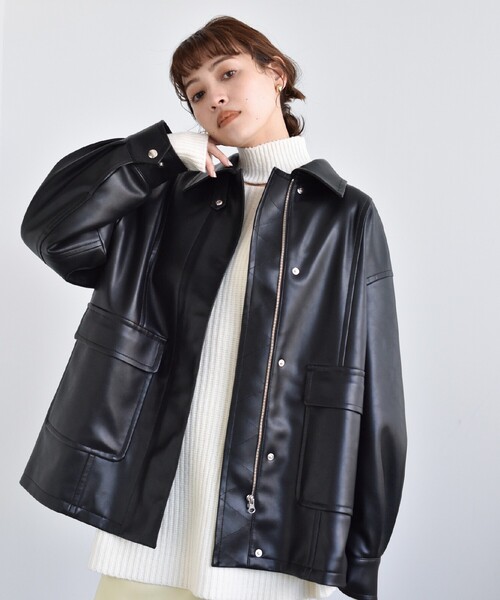 CODE A(コードエー)の「◆CODE A|oversized blouson(ブルゾン・レディース・ブラック/ダークブラウン・36/38)」の20枚目の写真