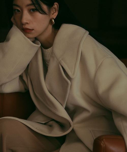 N WITH.（エヌウィズ）の「ビックカラーPコート（ピーコート・レディース・チェック/アイボリー/グレー・FREE）」の19枚目の写真