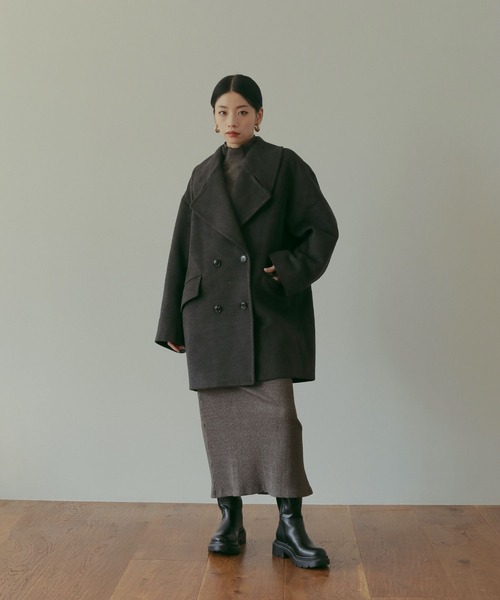 N WITH.（エヌウィズ）の「ビックカラーPコート（ピーコート・レディース・チェック/アイボリー/グレー・FREE）」の20枚目の写真