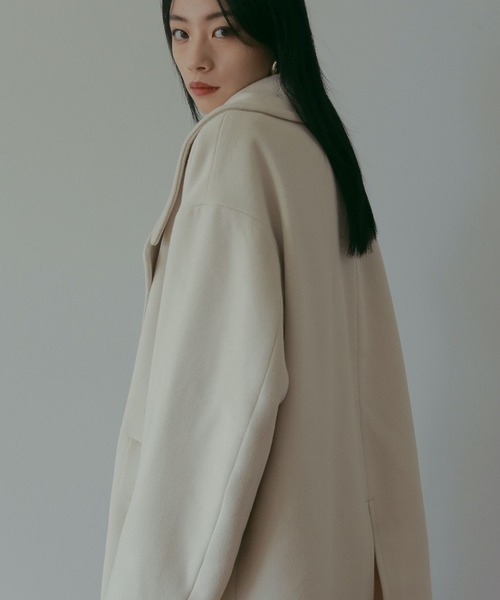 N WITH.（エヌウィズ）の「ビックカラーPコート（ピーコート・レディース・チェック/アイボリー/グレー・FREE）」の14枚目の写真